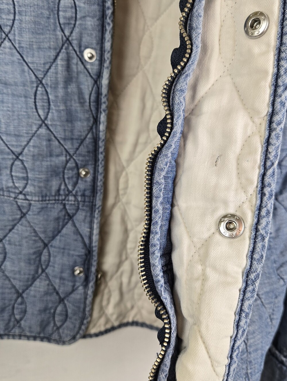 AMO Quilted Denim Jacket Womens Sz Medium In Blue - Picture 5 of 12